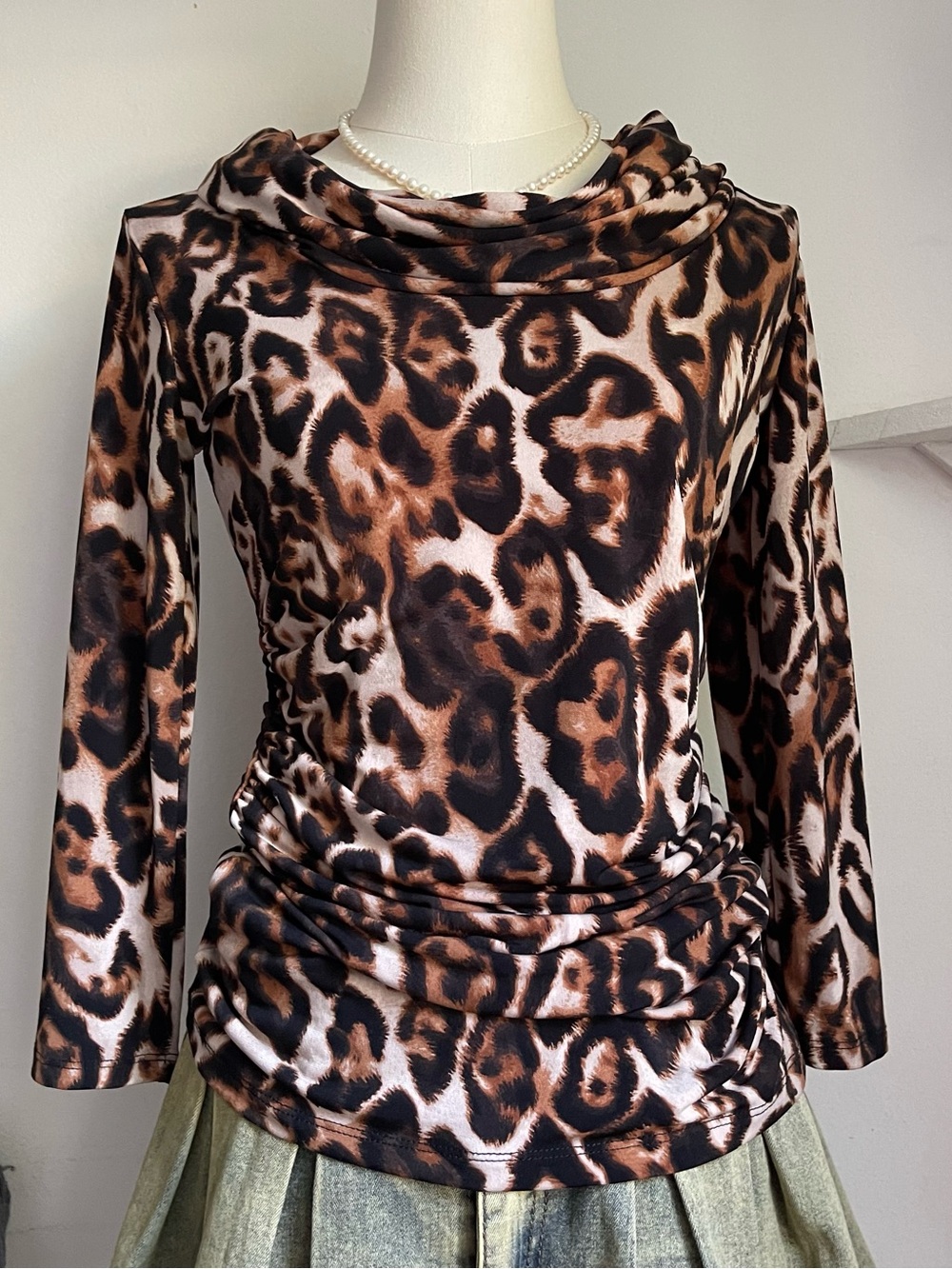 New York & Company Leopard Print Blouse in Brown and Black